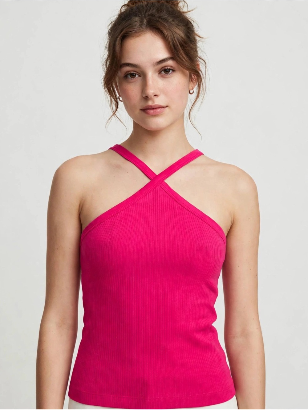 Old Navy Fuchsia Cross-Strap Ribbed Tank Top